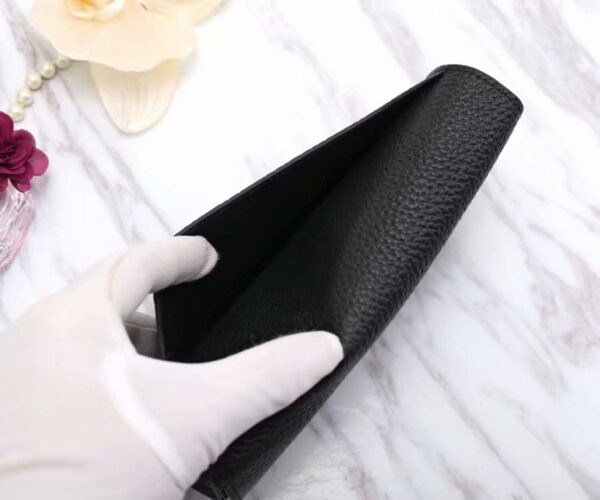 1:1 Replica Hermes Constance Togo Long Wallet 20cm/7.9in Silver Toned Hardware For Women Black