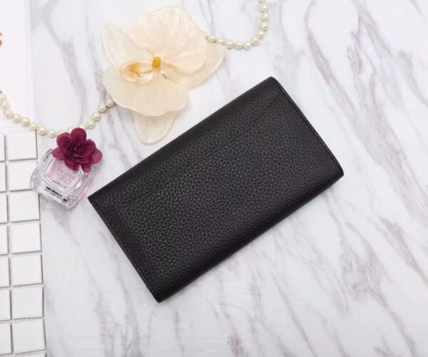 1:1 Replica Hermes Constance Togo Long Wallet 20cm/7.9in Silver Toned Hardware For Women Black