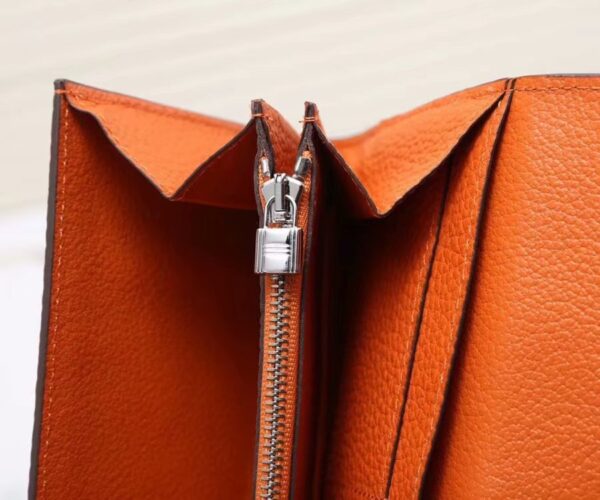 1:1 Replica Hermes Constance Togo Long Wallet 20cm/7.9in Silver Toned Hardware For Women Orange