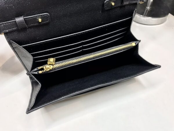 1:1 Replica Hermes Constance Togo Long Wallet  21cm/8.3in Gold Toned Hardware For Women Black