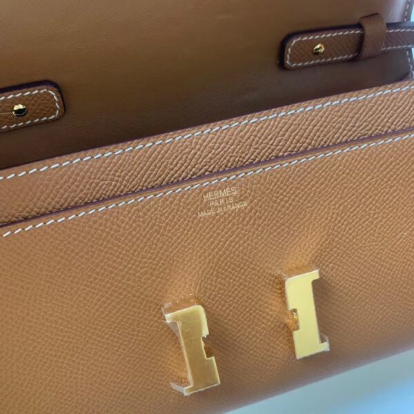 1:1 Replica Hermes Constance Togo Long Wallet  21cm/8.3in Gold Toned Hardware For Women Brown