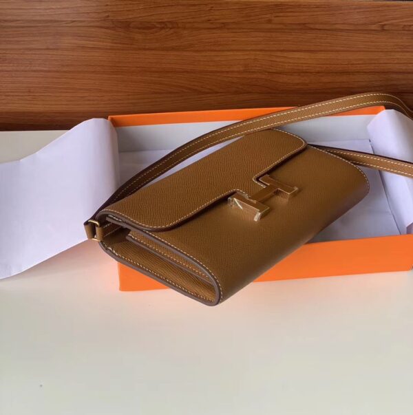1:1 Replica Hermes Constance Togo Long Wallet  21cm/8.3in Gold Toned Hardware For Women Brown