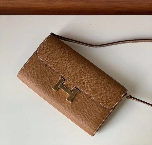 1:1 Replica Hermes Constance Togo Long Wallet  21cm/8.3in Gold Toned Hardware For Women Brown