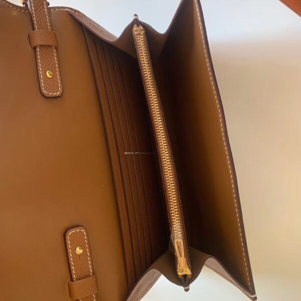 1:1 Replica Hermes Constance Togo Long Wallet  21cm/8.3in Gold Toned Hardware For Women Brown