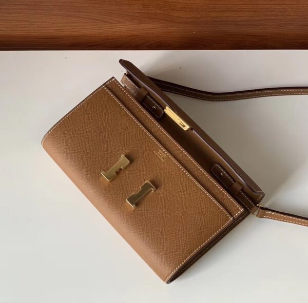 1:1 Replica Hermes Constance Togo Long Wallet  21cm/8.3in Gold Toned Hardware For Women Brown