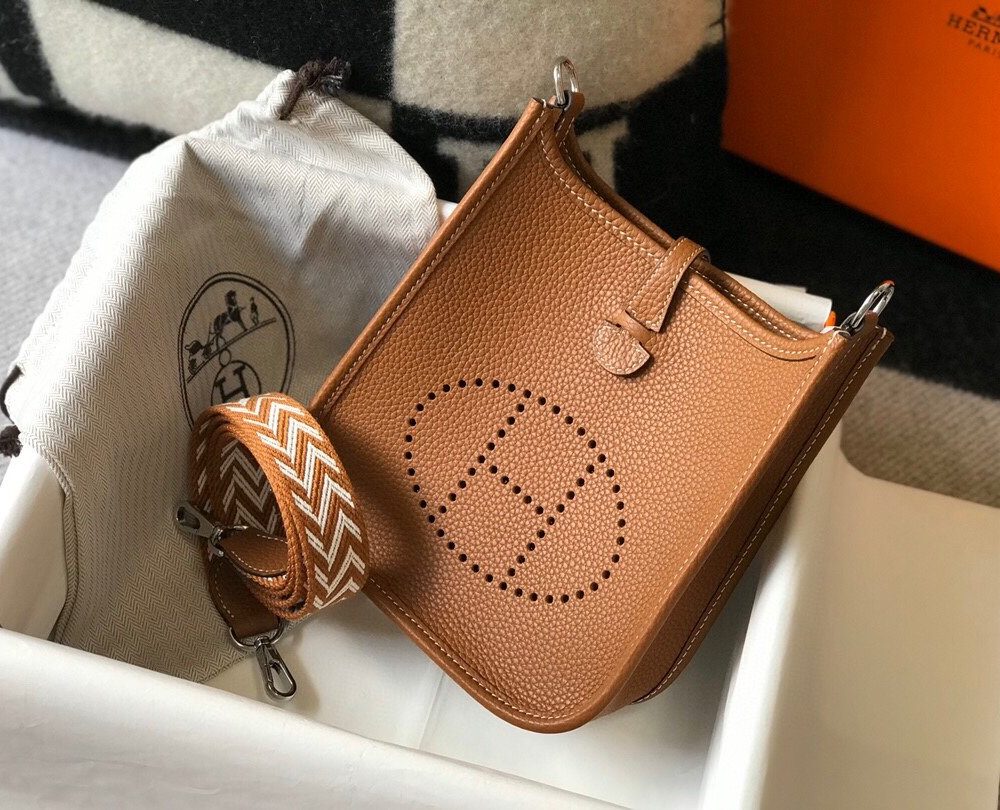 1:1 Replica Hermes Evelyne 16 Amazone Bag Brown With Silver-Toned Hardware For Women, Women's Shoulder And Crossbody Bags 6.3in/16cm