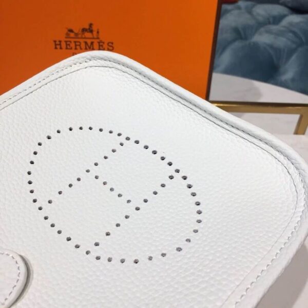 1:1 Replica Hermes Evelyne II TPM Bag White For Women Silver Toned Hardware 7.9in/20cm