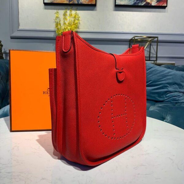 1:1 Replica Hermes Evelyne III 29 Bag Red With Silver-Toned Hardware For Women, Women's Shoulder And Crossbody Bags 11.4in/29cm