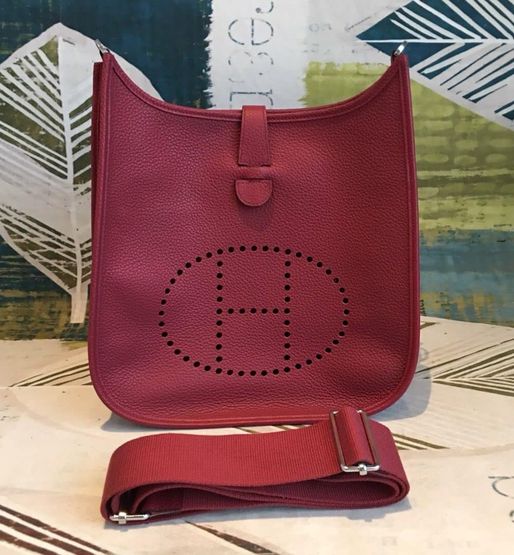1:1 Replica Hermes Evelyne III PM Bag Burgundy For Women Silver Toned Hardware 11.8in/30cm
