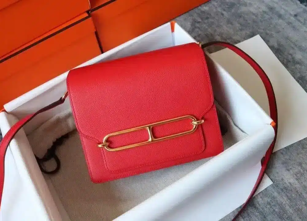 1:1 Replica Hermes Evercolor Sac Roulis 23 Red For Women, Women's Handbags, Shoulder Bags 9in/23cm