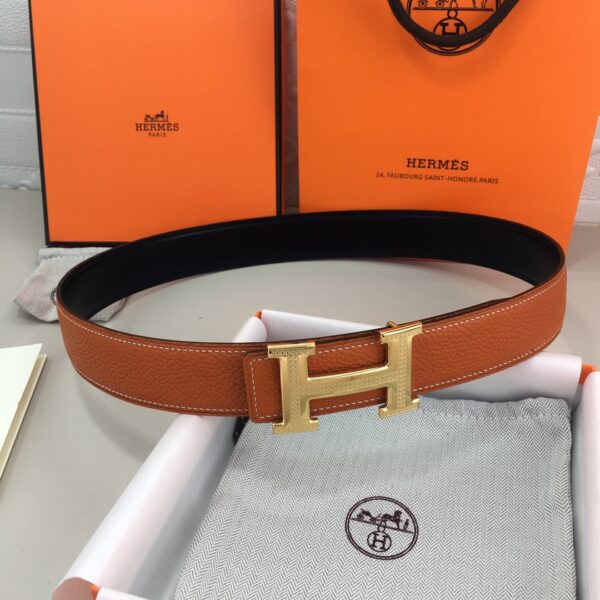 1:1 Replica Hermes H Guillochee Belt Buckle & Reversible Orange For Women, Women Belt