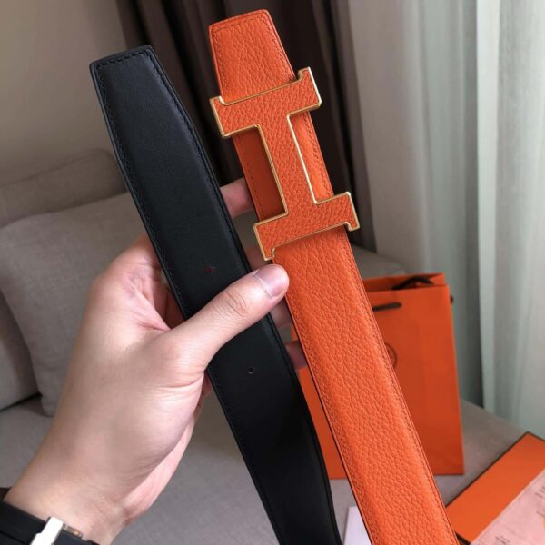 1:1 Replica Hermes H Guillochee Belt Buckle & Reversible Strap Orange For Women, Women Belt