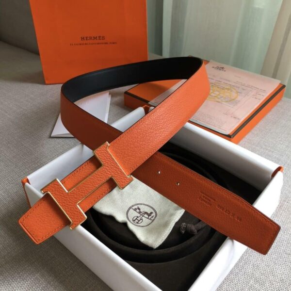1:1 Replica Hermes H Guillochee Belt Buckle & Reversible Strap Orange For Women, Women Belt