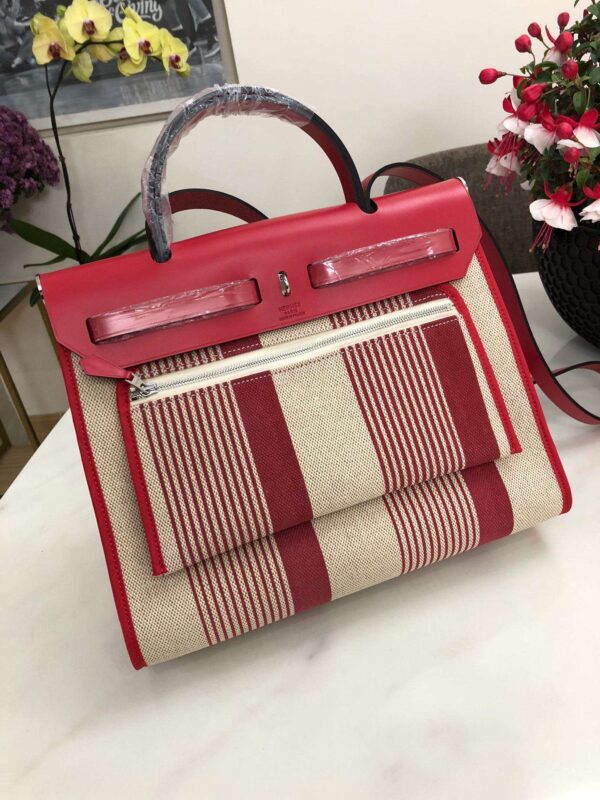 1:1 Replica Hermes Herbag Zip Bag Black/Brown/Red For Women 31cm / 12.2in