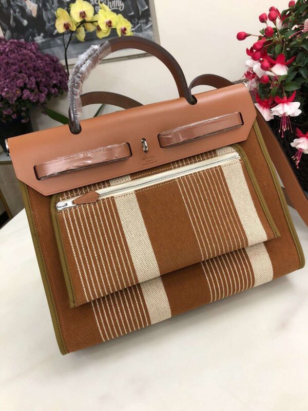 1:1 Replica Hermes Herbag Zip Bag Black/Brown/Red For Women 31cm / 12.2in