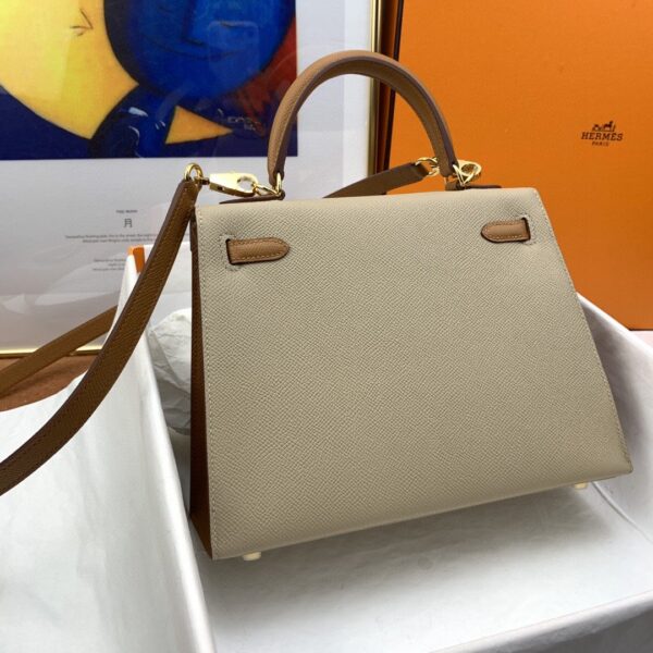 1:1 Replica Hermes Kelly 25 Sellier Epsom Etoupe/Brown Bag For Women, Women's Handbags, Shoulder Bags 10in/25cm