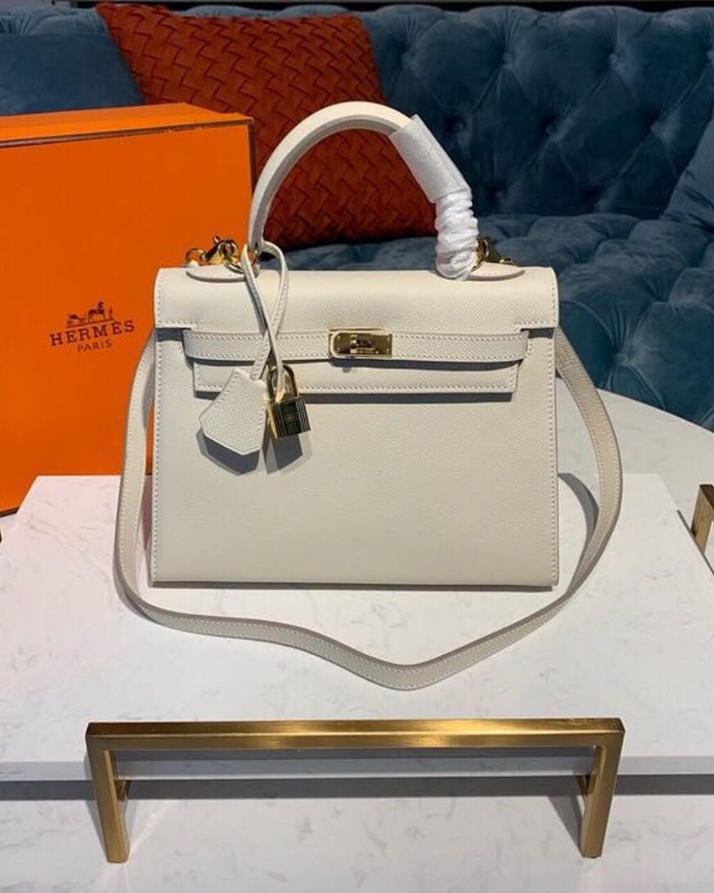 1:1 Replica Hermes Kelly Craie For Women Gold Toned Hardware 10in/25cm