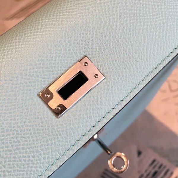 1:1 Replica Hermes Kelly Light Blue For Women Silver Toned Hardware 10in/25cm