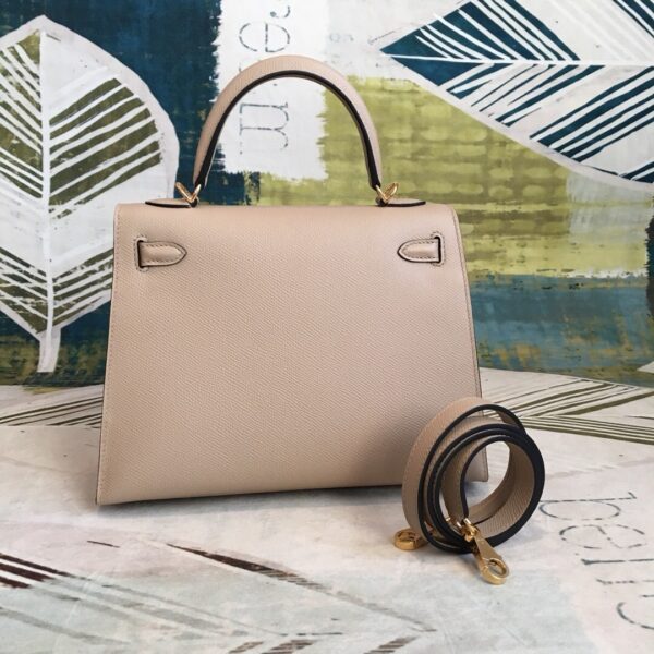 1:1 Replica Hermes Kelly Light Gray For Women Gold Toned Hardware 10in/25cm