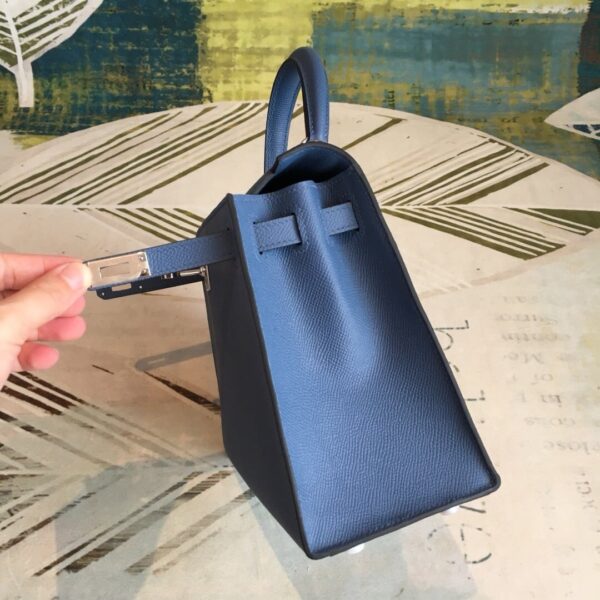 1:1 Replica Hermes Kelly Navy For Women Silver Toned Hardware 10in/25cm