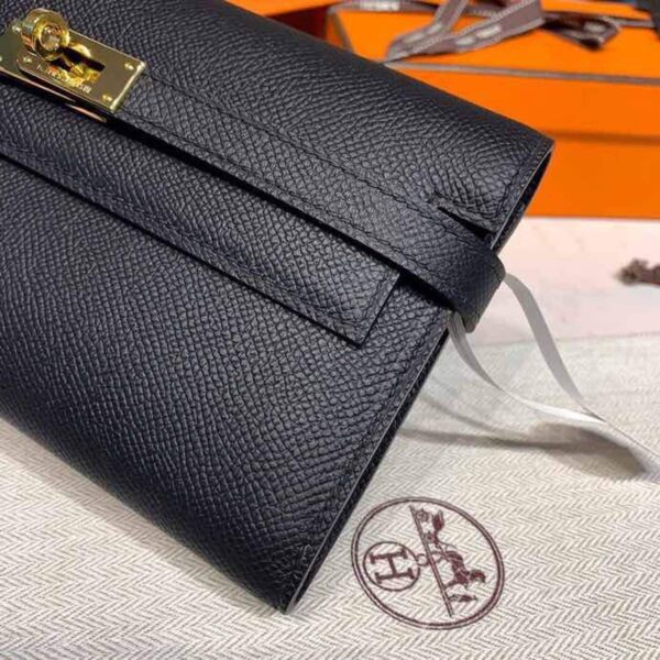 1:1 Replica Hermes Kelly Wallet To Go Woc Black With Gold Toned Hardware Bag For Women 8.2in/21cm