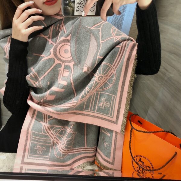 Hermes La Berline Bayadere Scarf 90 Pink 71in/180cm