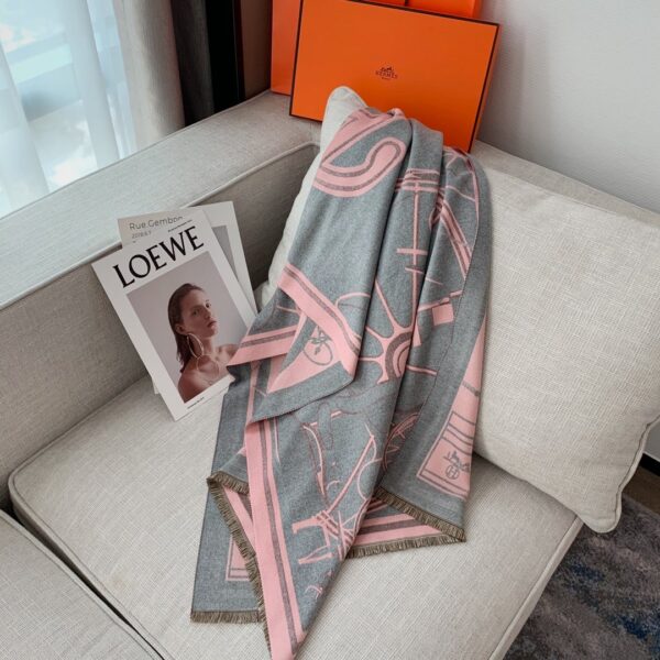 Hermes La Berline Bayadere Scarf 90 Pink 71in/180cm 