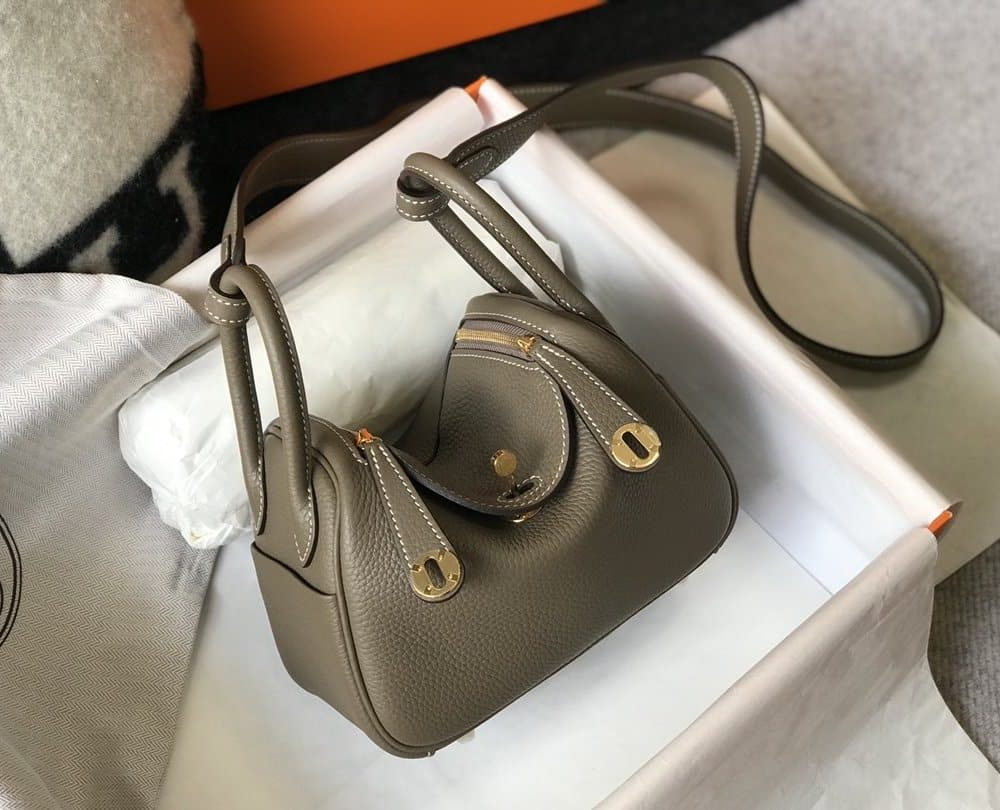 1:1 Replica Hermes Lindy Mini Bag Brown With Gold Hardware For Women, Women’s Handbags, Shoulder And Crossbody Bags 7.5in/19cm