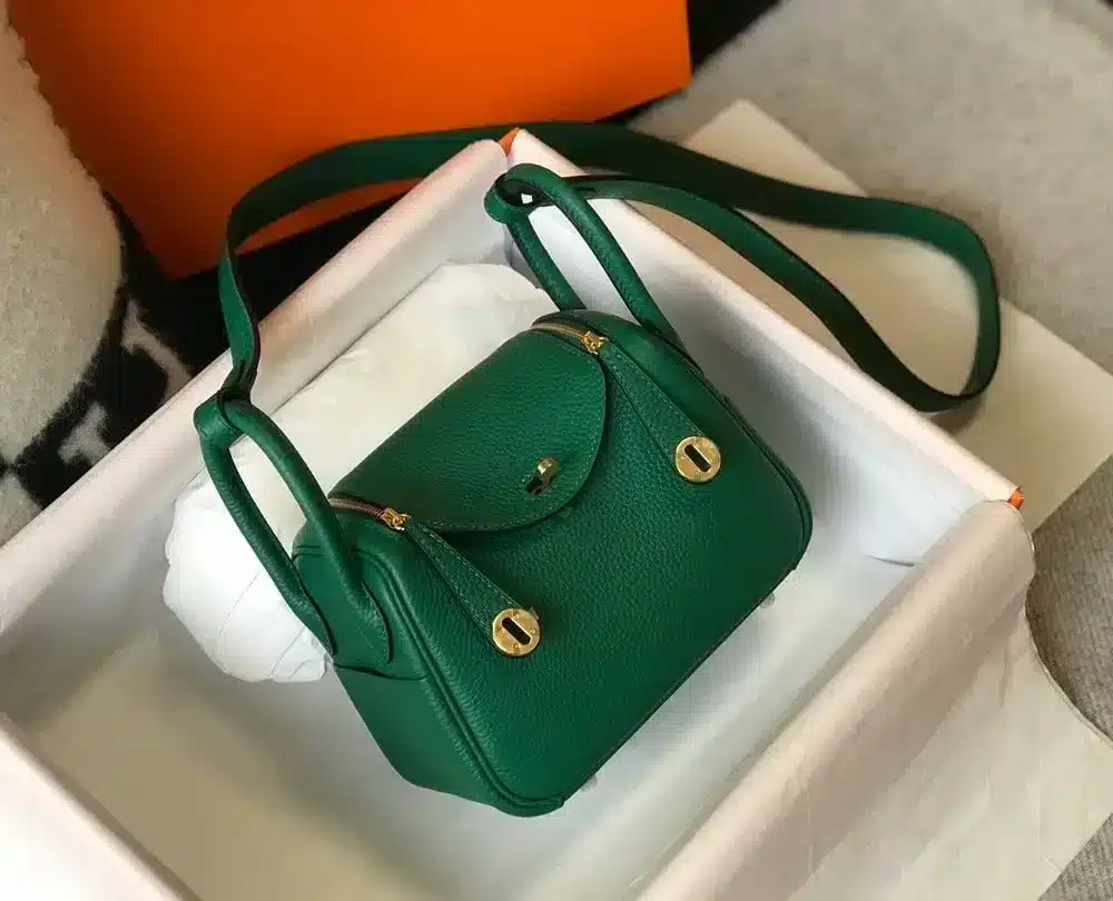 1:1 Replica Hermes Lindy Mini Clemence Bag Green For Women, Women’s Handbags, Shoulder And Crossbody Bags 7.5in/19cm
