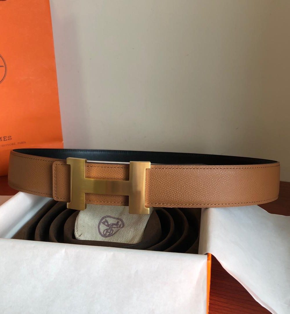 1:1 Replica Hermes Mini Constance Guillochee Belt Buckle & Reversible Brown For Women, Women Belt