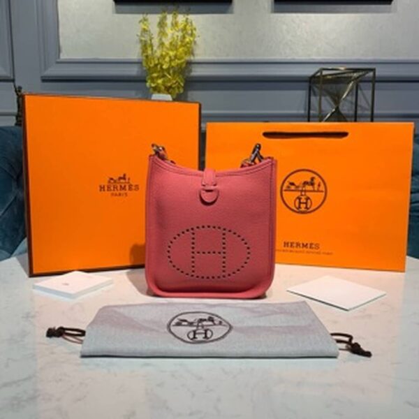 1:1 Replica Hermes Mini Evelyne Pink For Women 7.8in/20cm