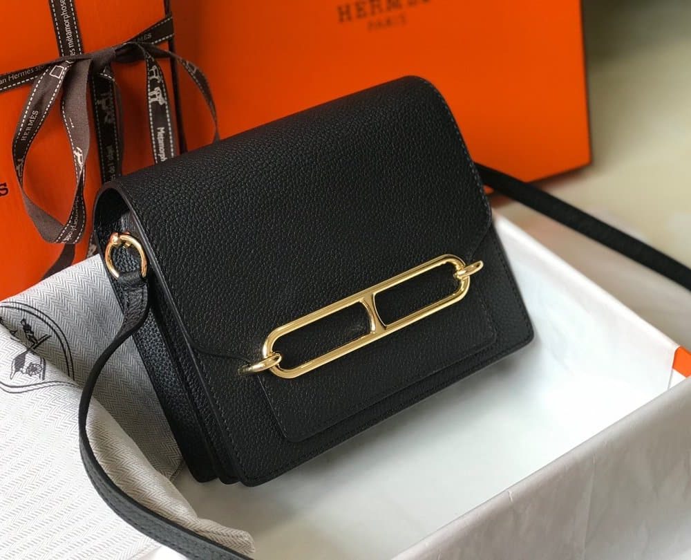 1:1 Replica Hermes Mini Evercolor Sac Roulis 19 Black For Women, Women's Handbags, Shoulder Bags 7.5in/19cm