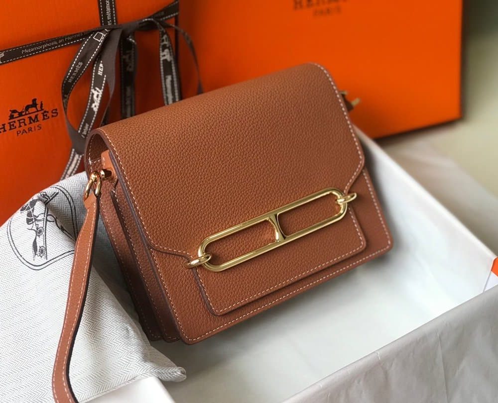 1:1 Replica Hermes Mini Evercolor Sac Roulis 19 Brown For Women, Women's Handbags, Shoulder Bags 7.5in/19cm