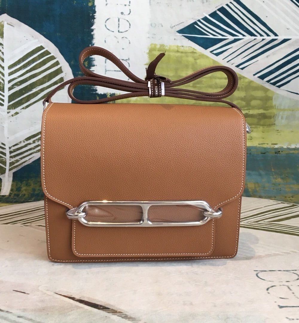1:1 Replica Hermes Mini Evercolor Sac Roulis 19 Brown Palladium Hardware For Women 9in/23cm