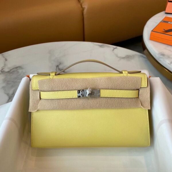 1:1 Replica Hermes Mini Kelly KP Pochette Black/Khaki Green/Yellow/Brown For Women 22cm / 8.7in