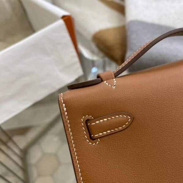 1:1 Replica Hermes Mini Kelly KP Pochette Black/Khaki Green/Yellow/Brown For Women 22cm / 8.7in