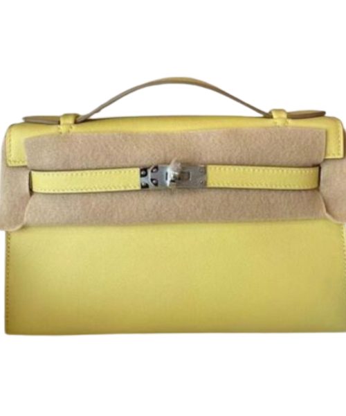 1:1 Replica Hermes Mini Kelly KP Pochette Black/Khaki Green/Yellow/Brown For Women 22cm / 8.7in