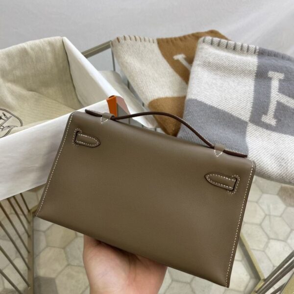 1:1 Replica Hermes Mini Kelly KP Pochette Black/Khaki Green/Yellow/Brown For Women 22cm / 8.7in