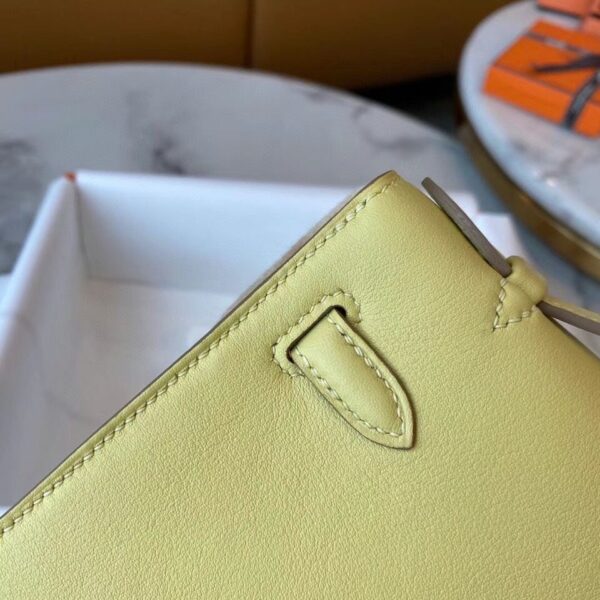 1:1 Replica Hermes Mini Kelly KP Pochette Black/Khaki Green/Yellow/Brown For Women 22cm / 8.7in