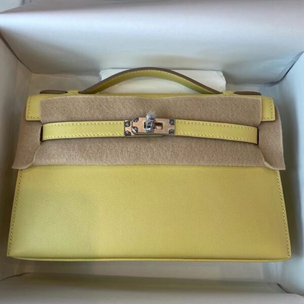 1:1 Replica Hermes Mini Kelly KP Pochette Black/Khaki Green/Yellow/Brown For Women 22cm / 8.7in