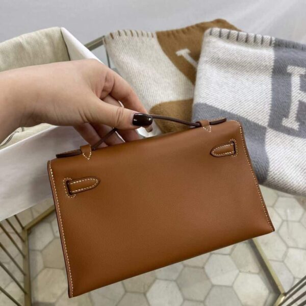 1:1 Replica Hermes Mini Kelly KP Pochette Black/Khaki Green/Yellow/Brown For Women 22cm / 8.7in