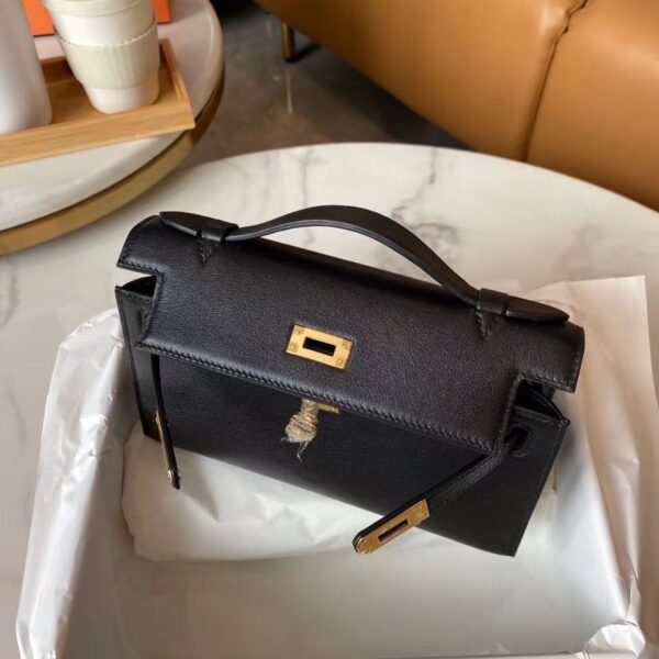1:1 Replica Hermes Mini Kelly KP Pochette Black/Light Brown/Pink/Yellow/White For Women 22cm / 8.7in
