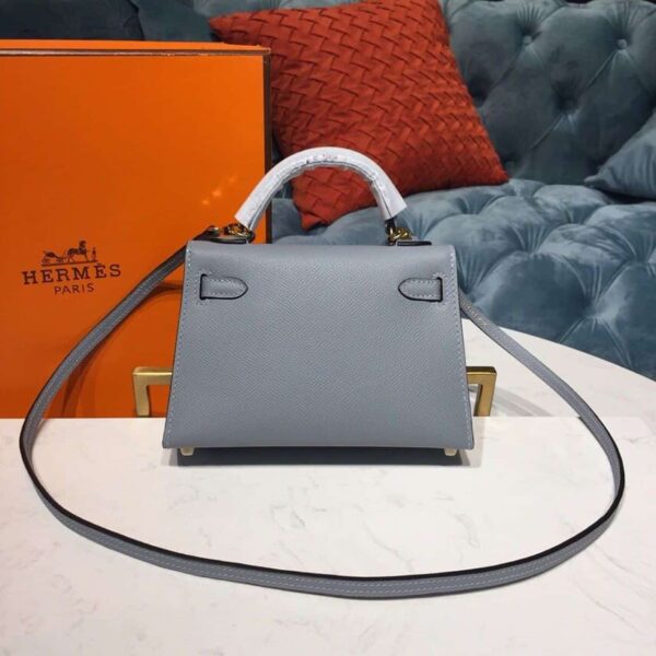 1:1 Replica Hermes Mini Kelly Light Blue For Women Gold Toned Hardware 7.5in/19cm