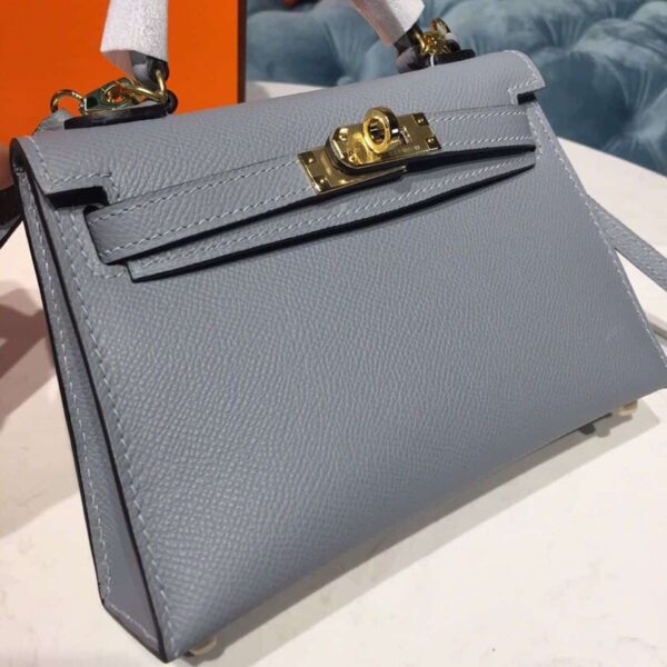 1:1 Replica Hermes Mini Kelly Light Blue For Women Gold Toned Hardware 7.5in/19cm