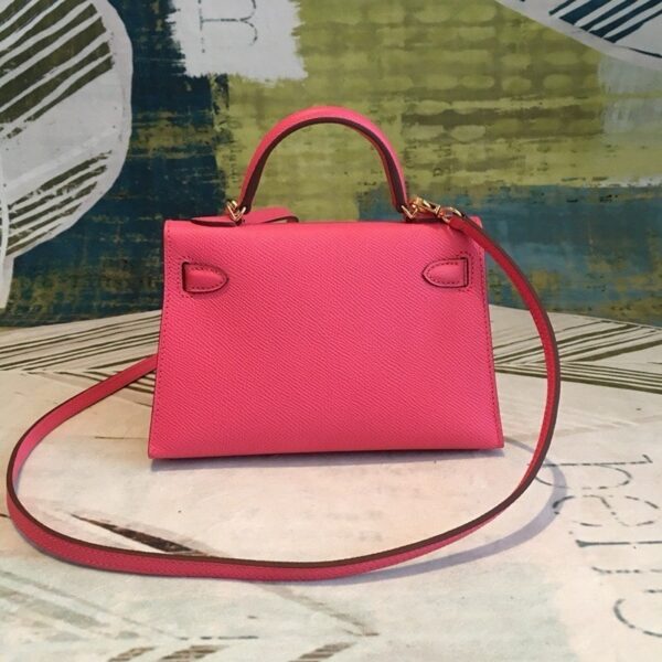 1:1 Replica Hermes Mini Kelly Pink For Women Gold Toned Hardware 7.5in/19cm