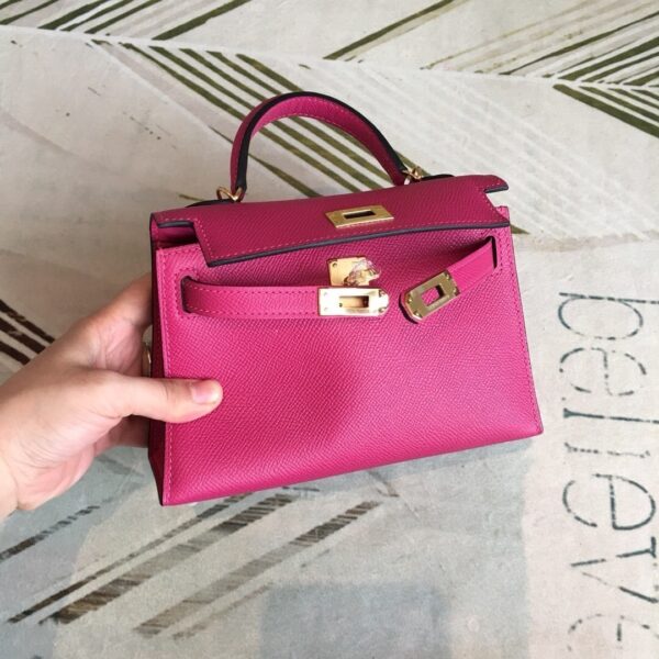 1:1 Replica Hermes Mini Kelly Pink For Women Gold Toned Hardware 7.5in/19cm