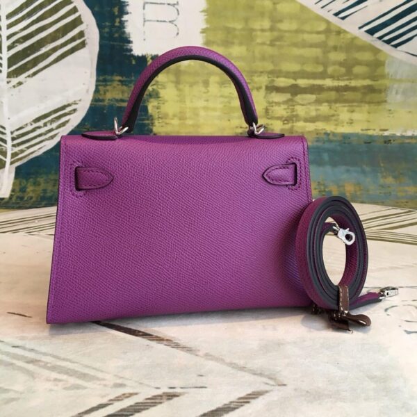 1:1 Replica Hermes Mini Kelly Violet For Women Silver Toned Hardware 7.5in/19cm