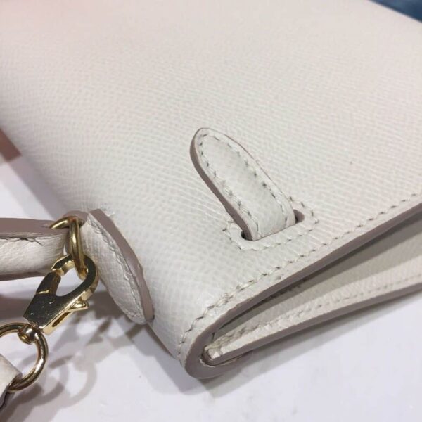 1:1 Replica Hermes Mini Kelly White For Women Gold Toned Hardware 7.5in/19cm