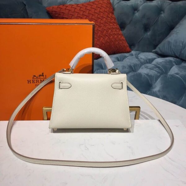 1:1 Replica Hermes Mini Kelly White For Women Gold Toned Hardware 7.5in/19cm