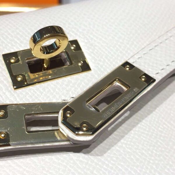 1:1 Replica Hermes Mini Kelly White For Women Gold Toned Hardware 7.5in/19cm